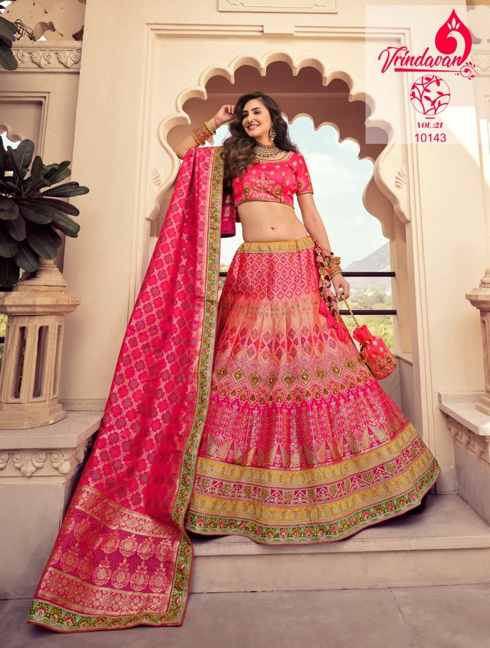 VRINDAVAN VOL-21 BY VRINDAVAN 10142 TO 10150 SERIES INDIAN TRADITIONAL WEAR COLLECTION BEAUTIFUL STYLISH FANCY COLORFUL PARTY WEAR & OCCASIONAL WEAR FANCY SAREES AT WHOLESALE PRICE