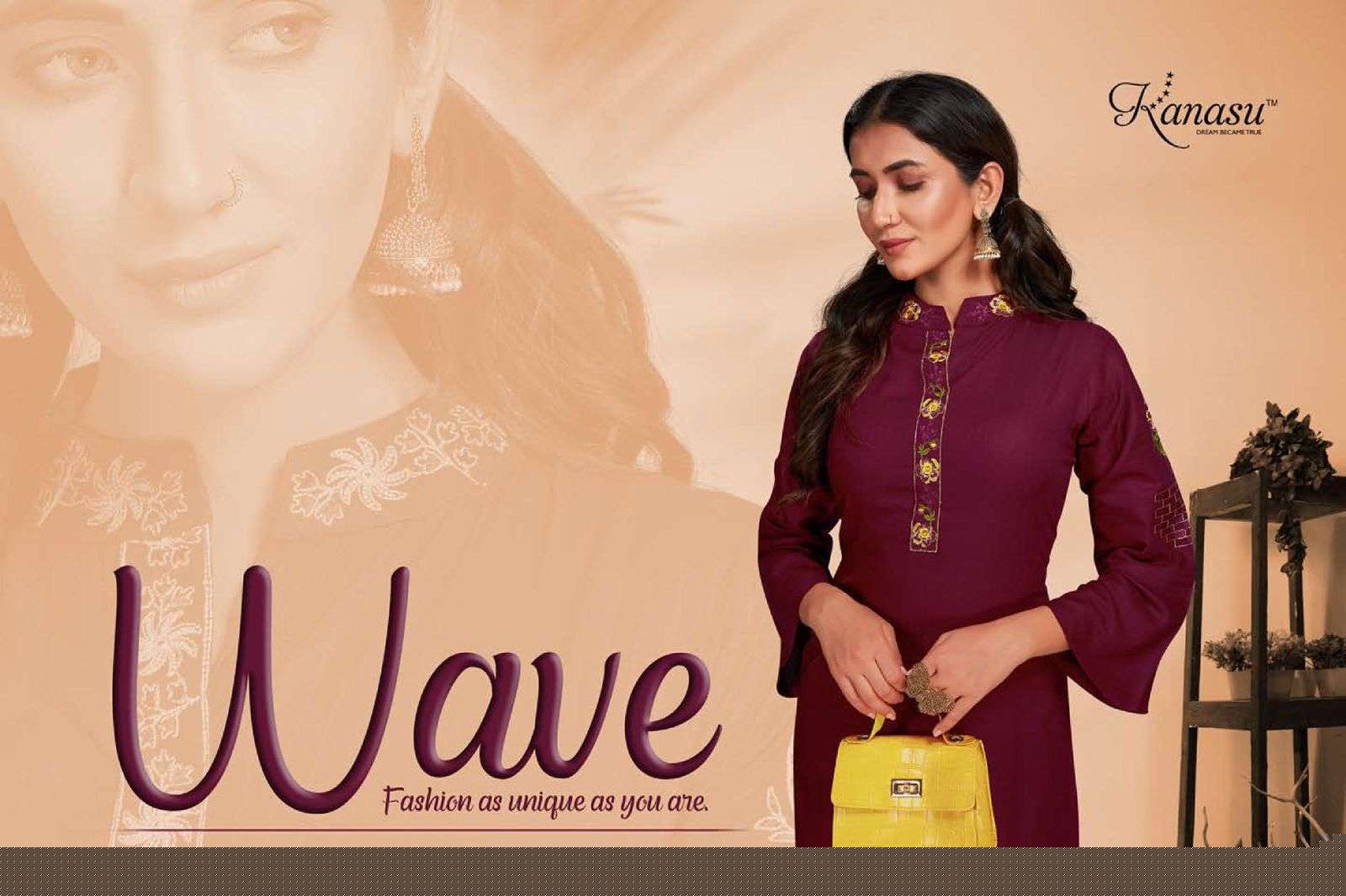 WAVE BY KANASU 101 TO 108 SERIES DESIGNER STYLISH FANCY COLORFUL BEAUTIFUL PARTY WEAR & ETHNIC WEAR COLLECTION RAYON WITH WORK KURTIS AT WHOLESALE PRICE