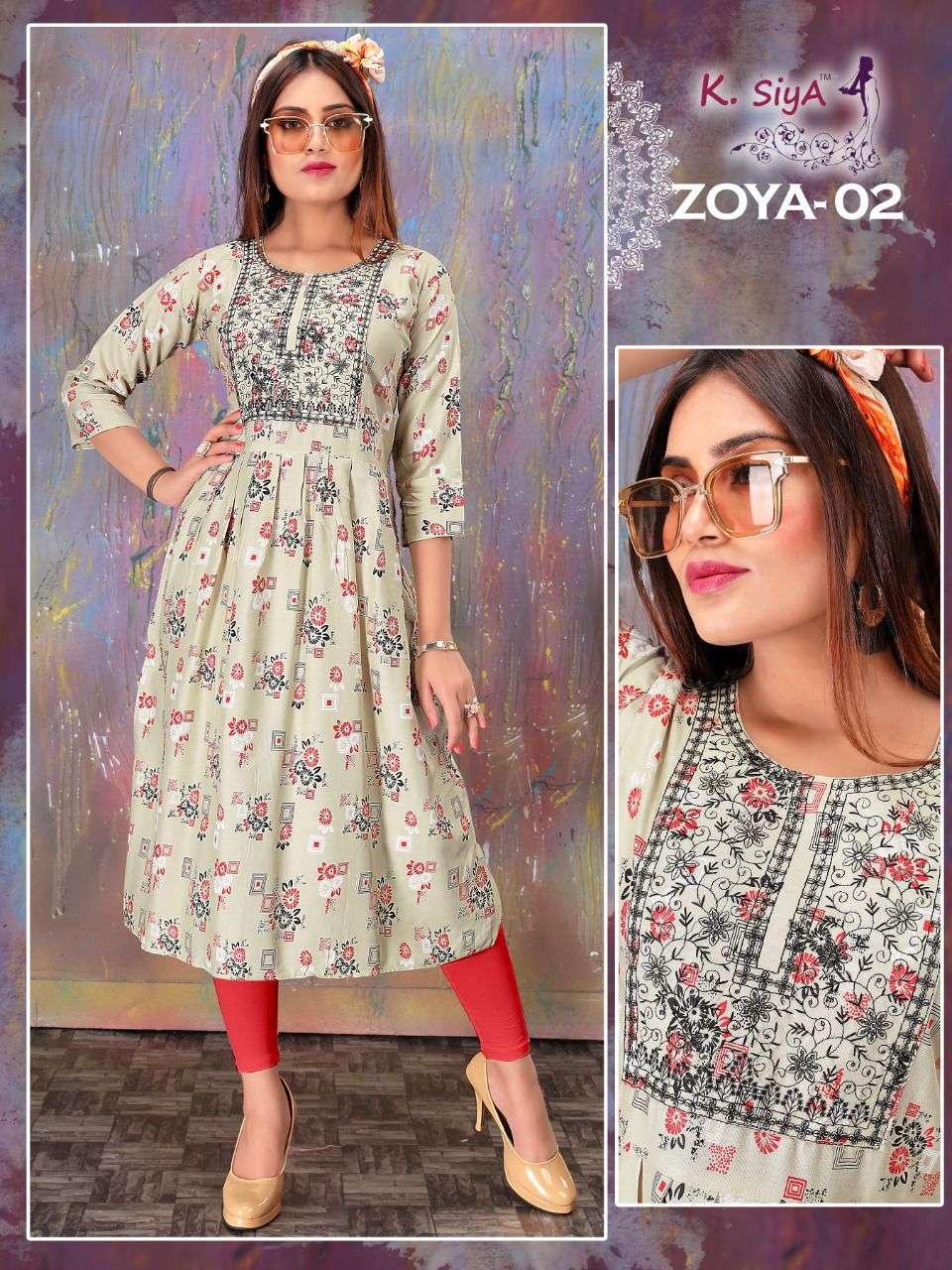 ZOYA BY K.SIYA 01 TO 08 SERIES DESIGNER STYLISH FANCY COLORFUL BEAUTIFUL PARTY WEAR & ETHNIC WEAR COLLECTION HEAVY RAYON PRINT KURTIS AT WHOLESALE PRICE