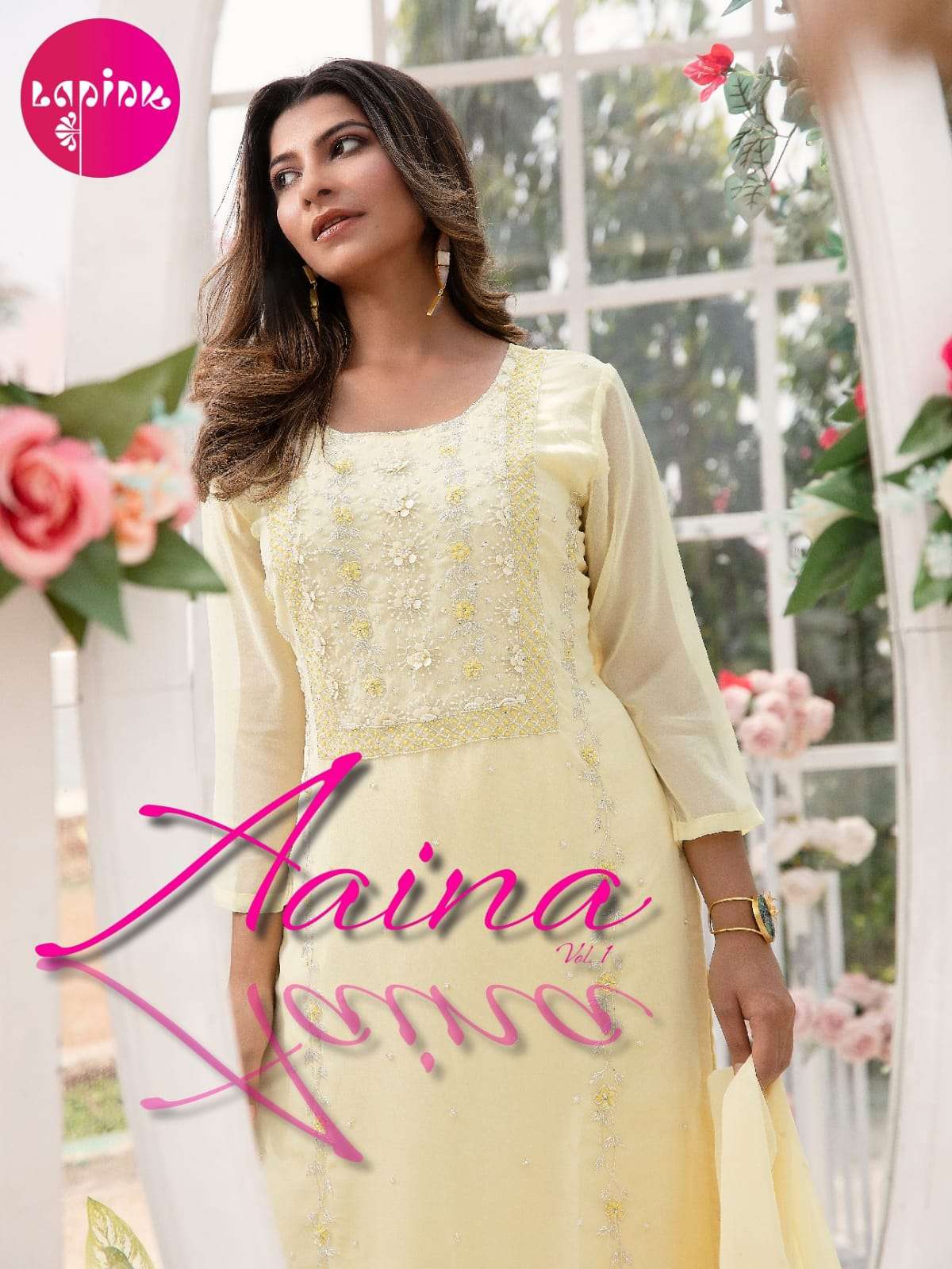 AAINA VOL-1 BY LAPINK 101 TO 104 SERIES BEAUTIFUL SUITS COLORFUL STYLISH FANCY CASUAL WEAR & ETHNIC WEAR CHINNON/GEORGETTE DRESSES AT WHOLESALE PRICE