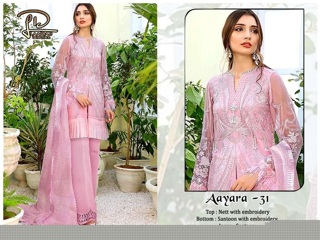 AAYARA 31 BY LAAIBAH DESIGNER BEAUTIFUL STYLISH PAKISATNI SUITS FANCY COLORFUL CASUAL WEAR & ETHNIC WEAR & READY TO WEAR NET WITH EMBROIDERY DRESSES AT WHOLESALE PRICE
