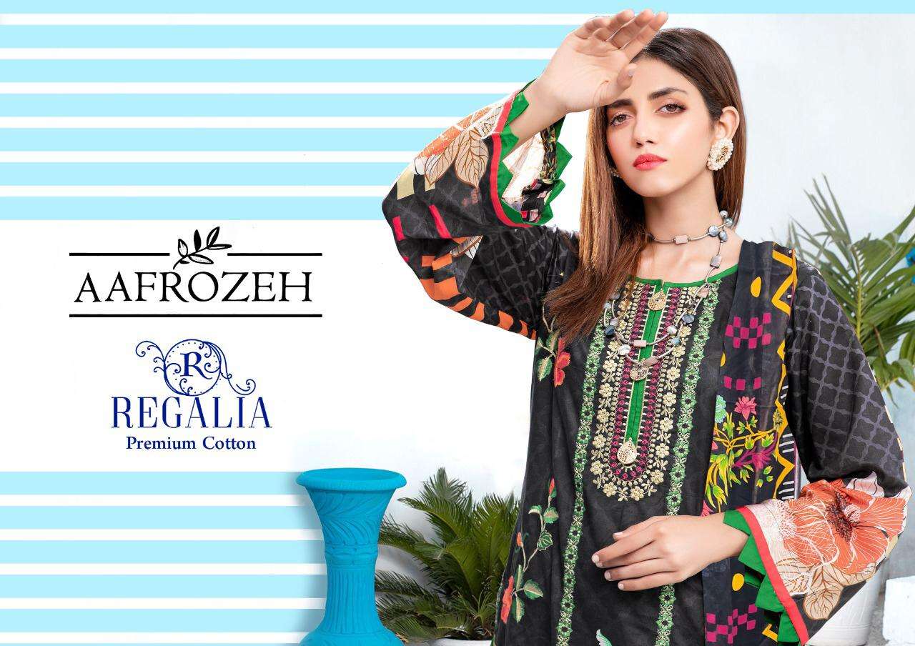 Aafrozeh By Regalia 1001 To 1006 Series Beautiful Stylish Suits Fancy Colorful Casual Wear & Ethnic Wear & Ready To Wear Heavy Cotton Printed Dresses At Wholesale Price