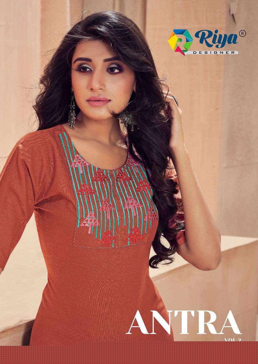 ANTRA VOL-2 BY RIYA DESIGNER 2001 TO 2006 SERIES DESIGNER STYLISH FANCY COLORFUL BEAUTIFUL PARTY WEAR & ETHNIC WEAR COLLECTION COTTON SLUB EMBROIDERY KURTIS AT WHOLESALE PRICE
