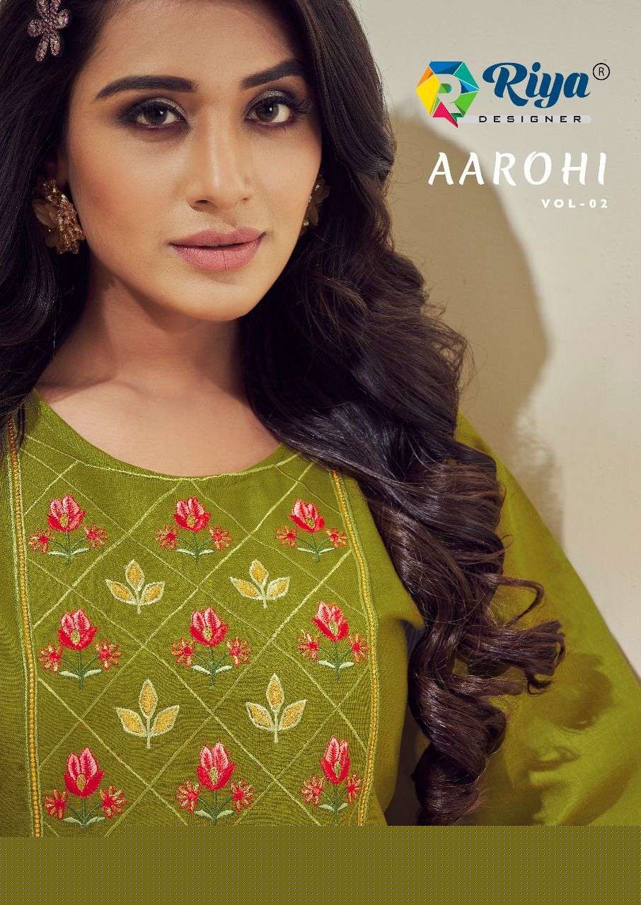 AAROHI VOL-2 BY RIYA DESIGNER 2001 TO 2006 SERIES DESIGNER STYLISH FANCY COLORFUL BEAUTIFUL PARTY WEAR & ETHNIC WEAR COLLECTION COTTON SLUB EMBROIDERY KURTIS AT WHOLESALE PRICE