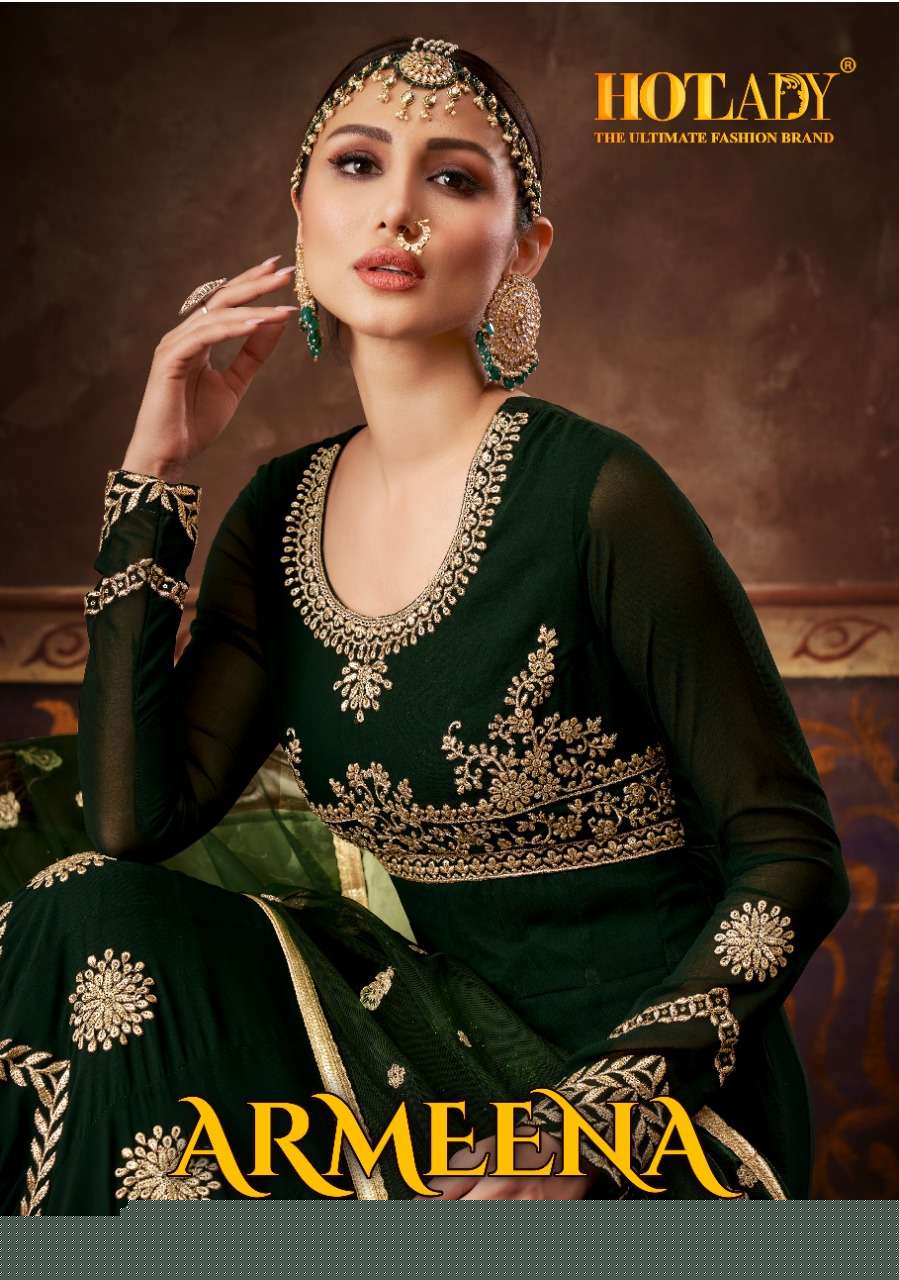 ARMEENA BY HOT LADY 1101 TO 1103 SERIES BEAUTIFUL ANARKALI SUITS COLORFUL STYLISH FANCY CASUAL WEAR & ETHNIC WEAR REAL GEORGETTE DRESSES AT WHOLESALE PRICE
