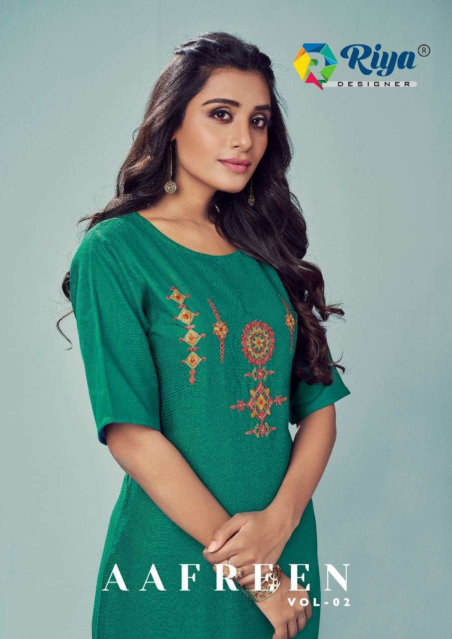 AAFREEN VOL-2 BY RIYA DESIGNER 2001 TO 2006 SERIES DESIGNER STYLISH FANCY COLORFUL BEAUTIFUL PARTY WEAR & ETHNIC WEAR COLLECTION PURE COTTON SLUB EMBROIDERY KURTIS AT WHOLESALE PRICE