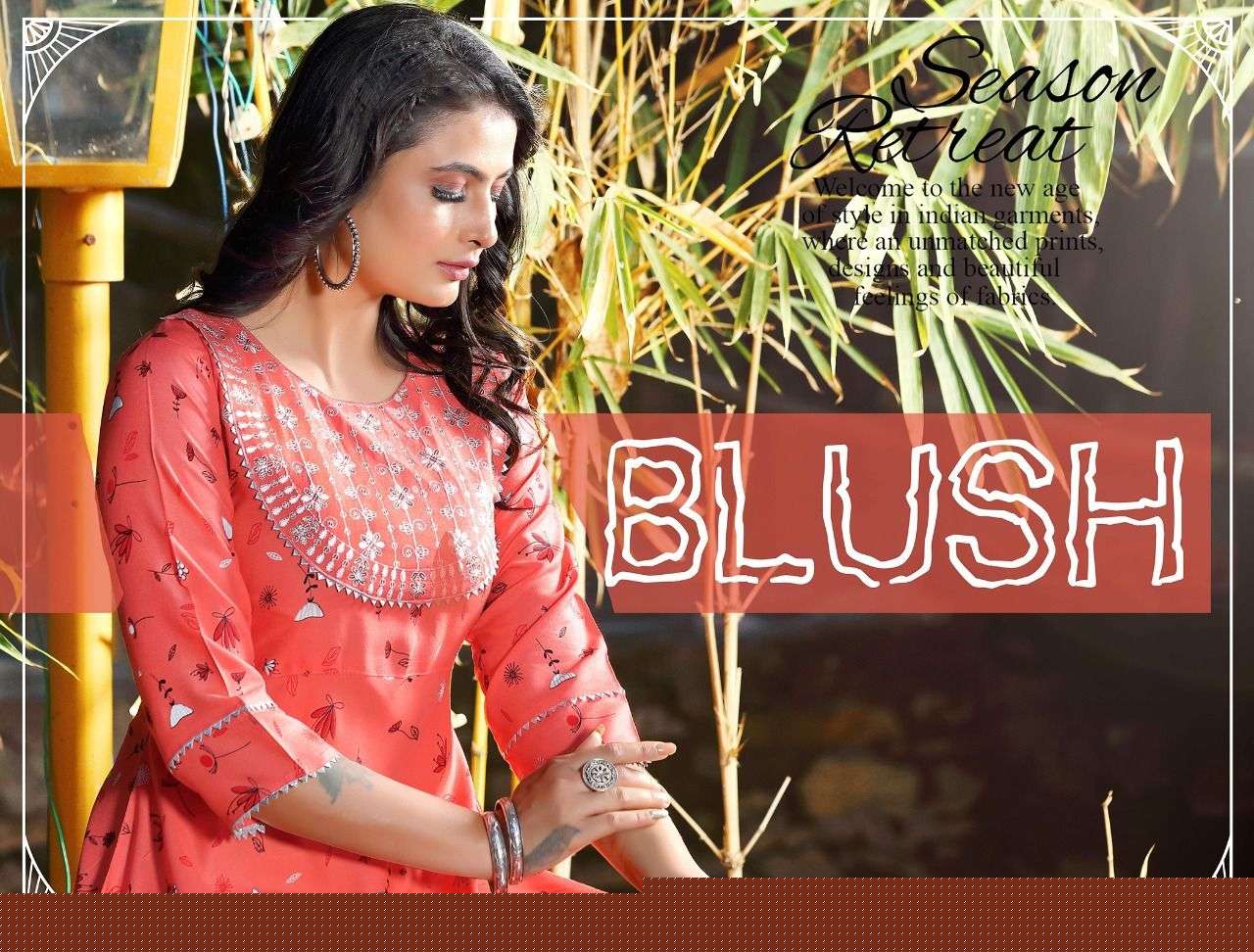 BLUSH BY BEAUTY QUEEN 2001 TO 2008 SERIES DESIGNER STYLISH FANCY COLORFUL BEAUTIFUL PARTY WEAR & ETHNIC WEAR COLLECTION RAYON EMBROIDERY KURTIS AT WHOLESALE PRICE
