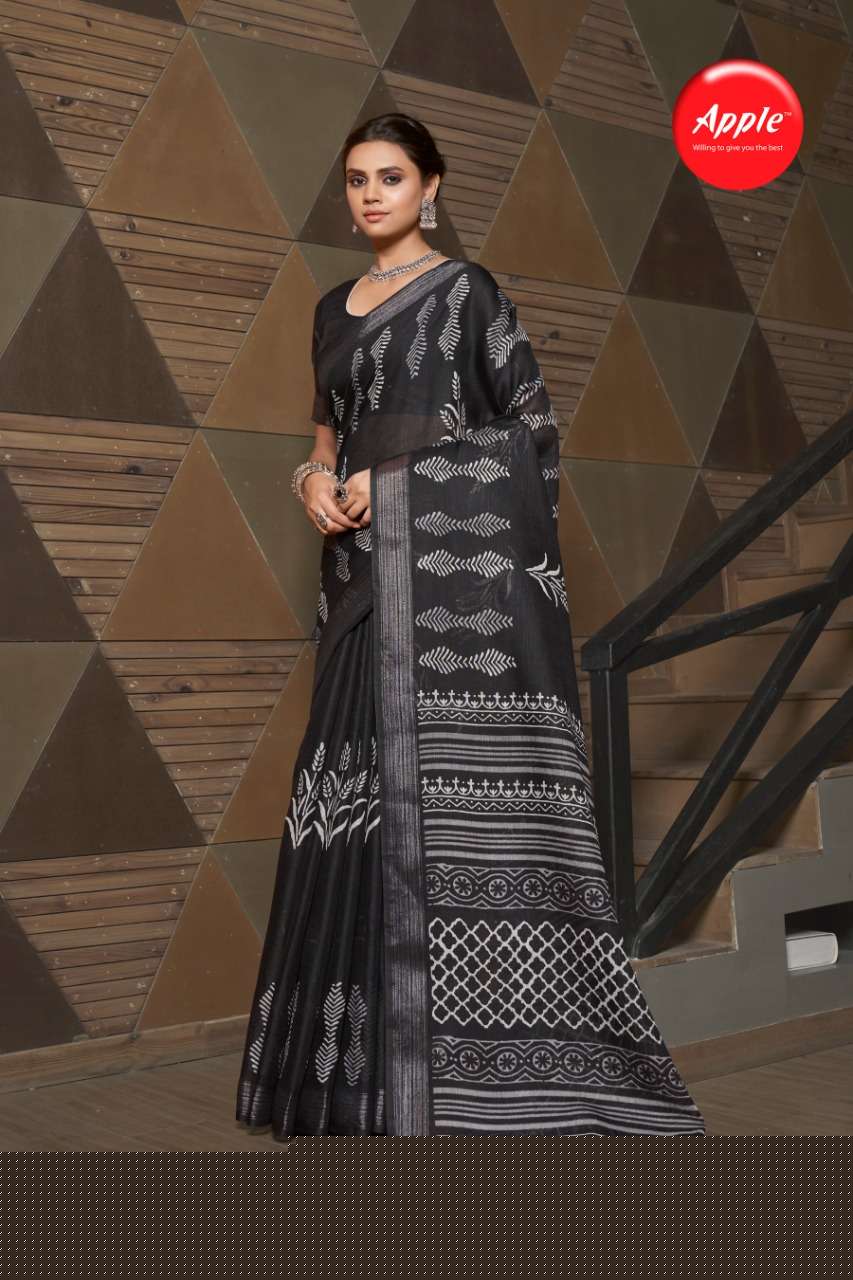 BLACK BERRY LINEN BY APPLE 101 TO 108 SERIES INDIAN TRADITIONAL WEAR COLLECTION BEAUTIFUL STYLISH FANCY COLORFUL PARTY WEAR & OCCASIONAL WEAR PURE LINEN SAREES AT WHOLESALE PRICE