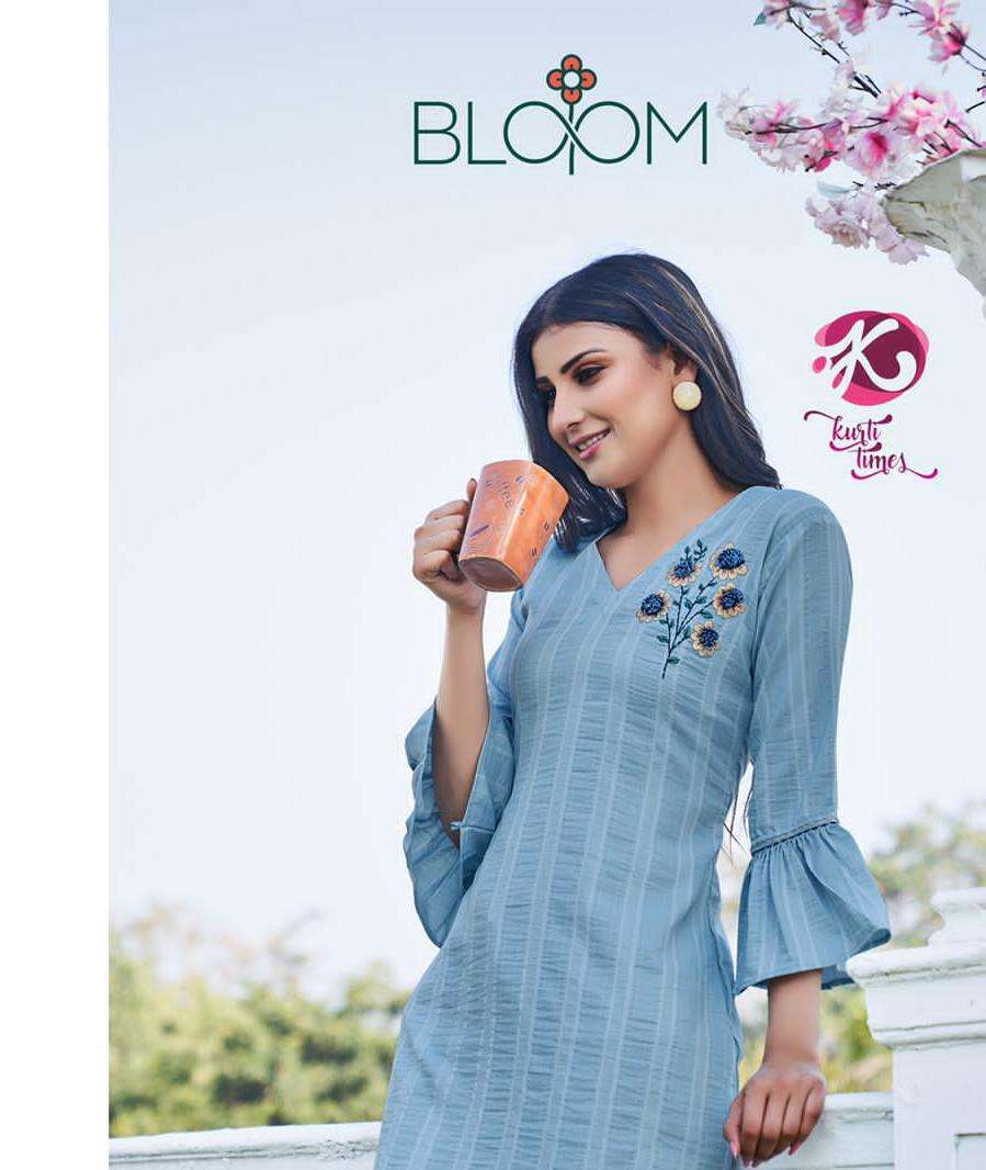 BLOOM BY KURTI TIMES 1111 TO 1114 SERIES DESIGNER STYLISH FANCY COLORFUL BEAUTIFUL PARTY WEAR & ETHNIC WEAR COLLECTION VISCOSE EMBROIDERY KURTIS AT WHOLESALE PRICE