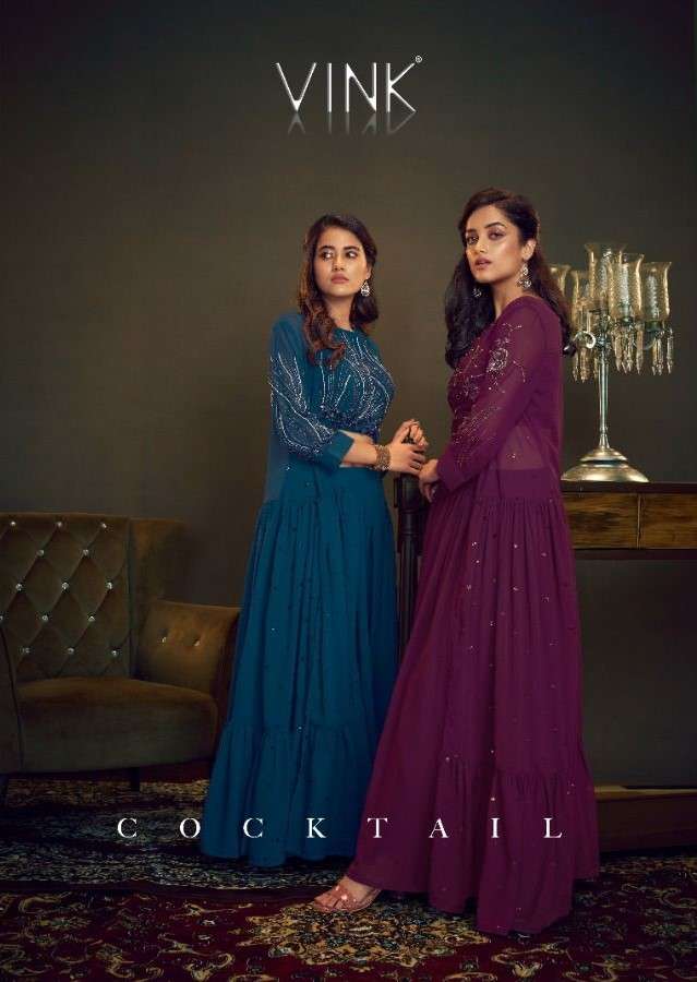 COCKTAIL BY VINK 1541 TO 1545 SERIES DESIGNER STYLISH FANCY COLORFUL BEAUTIFUL PARTY WEAR & ETHNIC WEAR COLLECTION GEORGETTE TOPS WITH BOTTOM AT WHOLESALE PRICE