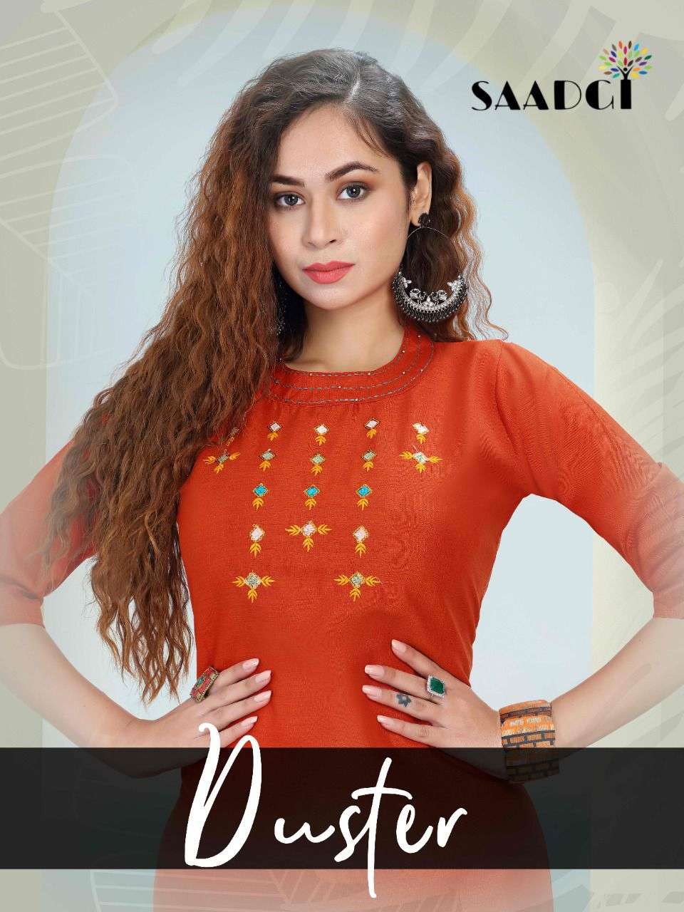 DUSTER BY SAADGI 401 TO 410 SERIES DESIGNER STYLISH FANCY COLORFUL BEAUTIFUL PARTY WEAR & ETHNIC WEAR COLLECTION SLUB EMBROIDERY KURTIS AT WHOLESALE PRICE