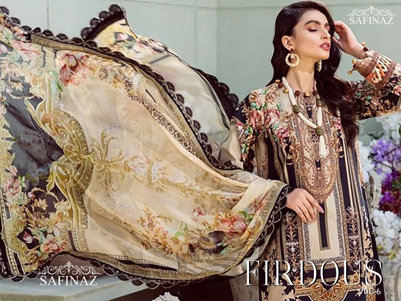 FIRDOUS VOL-6 BY SAFINAZ 1001 TO 1004 SERIES BEAUTIFUL PAKISTANI SUITS STYLISH FANCY COLORFUL PARTY WEAR & OCCASIONAL WEAR PURE LAWN COTTON WITH EMBROIDERY DRESSES AT WHOLESALE PRICE