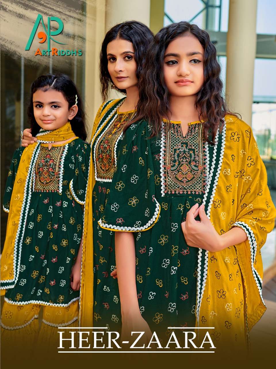 HEER-ZAARA BY ART RIDDHS 1001 TO 1004 SERIES BEAUTIFUL SHARARA SUITS COLORFUL STYLISH FANCY CASUAL WEAR & ETHNIC WEAR PURE VISCOSE RAYON DRESSES AT WHOLESALE PRICE