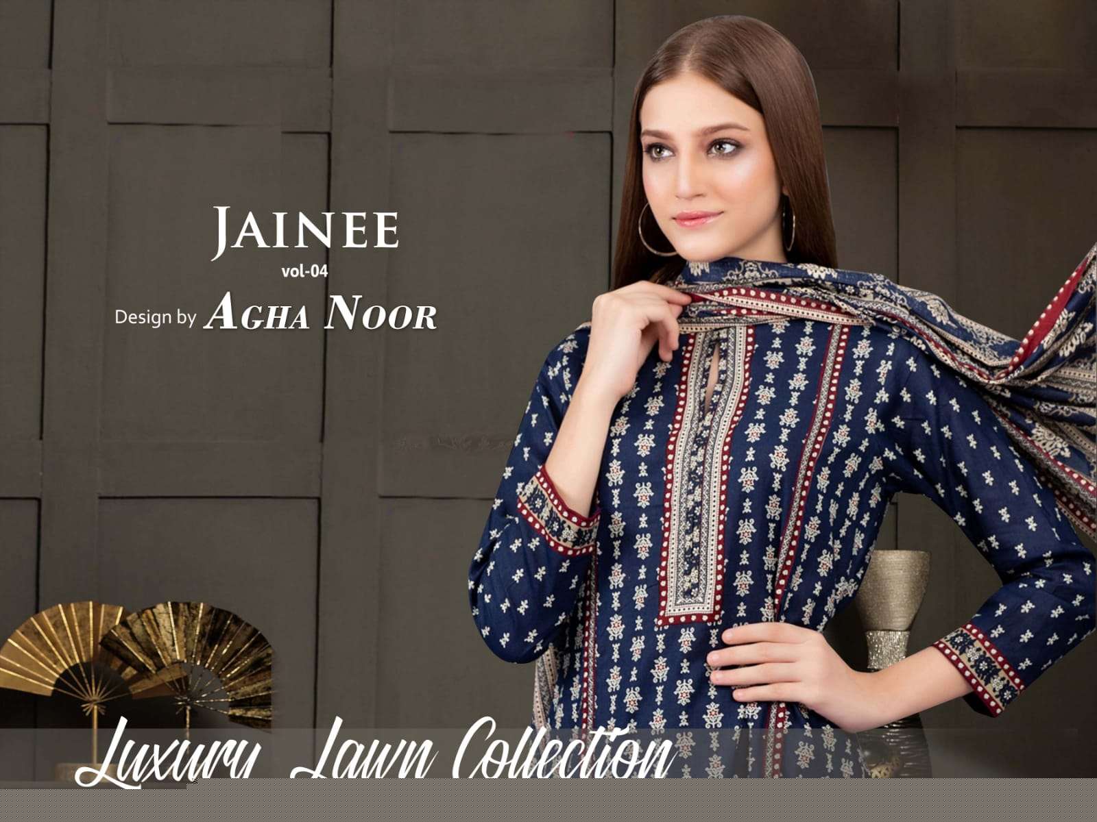 JAINEE VOL-4 BY AGHA NOOR 4001 TO 4006 SERIES BEAUTIFUL SUITS COLORFUL STYLISH FANCY CASUAL WEAR & ETHNIC WEAR LAWN COTTON DIGITAL PRINT DRESSES AT WHOLESALE PRICE