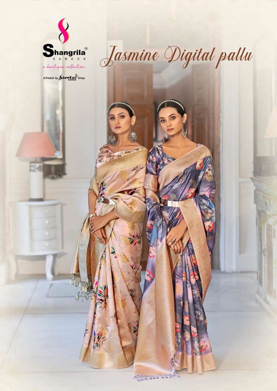 JASMINE DIGITAL PALLU BY SHANGRILA A TO H SERIES INDIAN TRADITIONAL WEAR COLLECTION BEAUTIFUL STYLISH FANCY COLORFUL PARTY WEAR & OCCASIONAL WEAR FANCY SAREES AT WHOLESALE PRICE