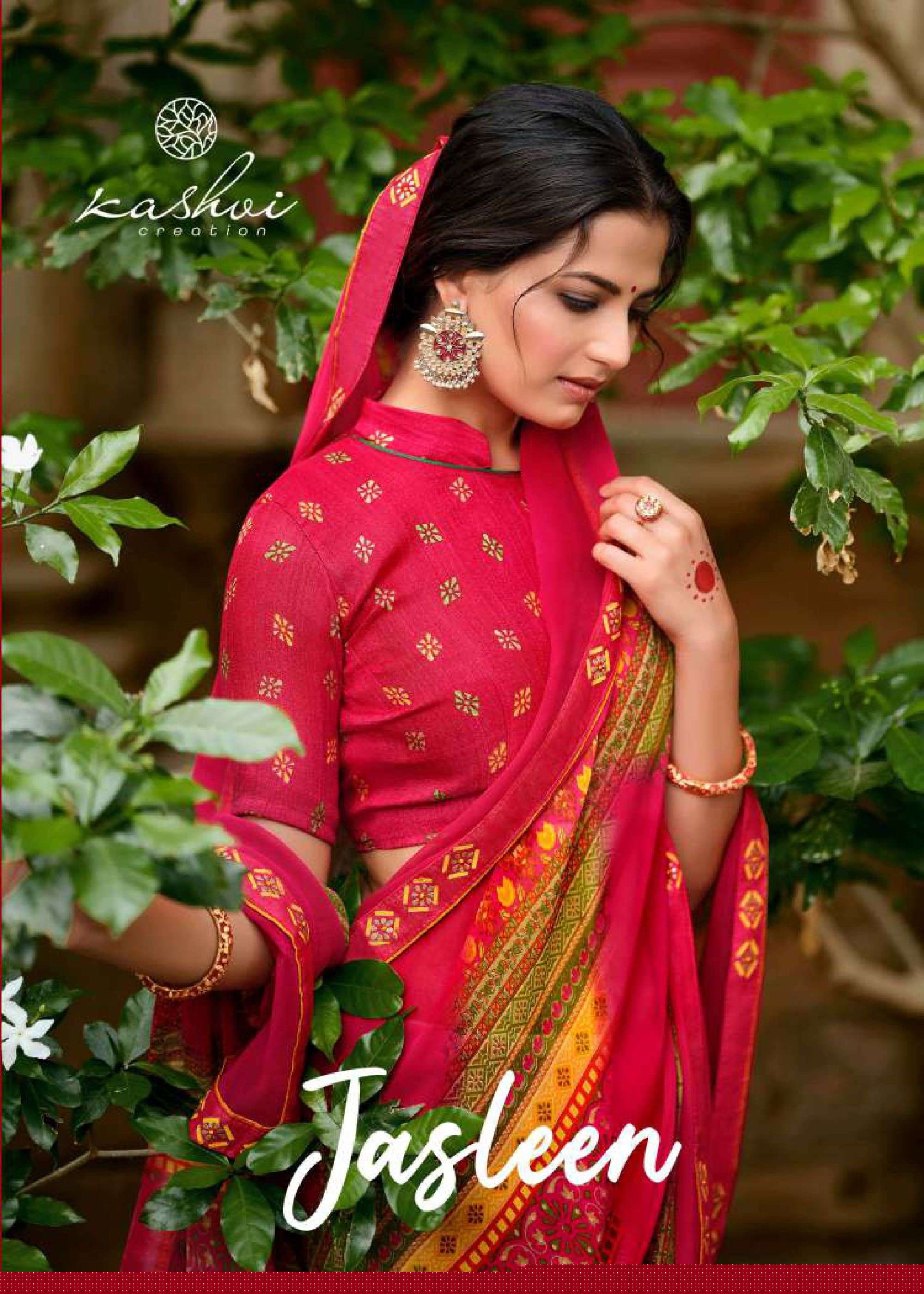 JASLEEN BY KASHVI CREATION 48001 TO 48010 SERIES INDIAN TRADITIONAL WEAR COLLECTION BEAUTIFUL STYLISH FANCY COLORFUL PARTY WEAR & OCCASIONAL WEAR GEORGETTE SAREES AT WHOLESALE PRICE