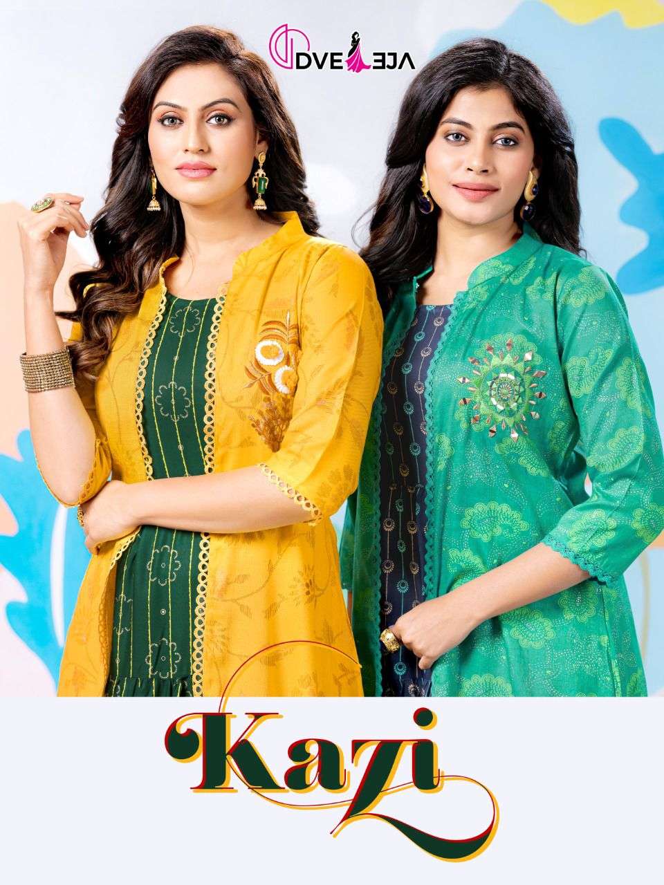 KAZI BY DVEEJA 101 TO 108 SERIES DESIGNER STYLISH FANCY COLORFUL BEAUTIFUL PARTY WEAR & ETHNIC WEAR COLLECTION HEAVY RAYON KURTIS WITH JACKET AT WHOLESALE PRICE