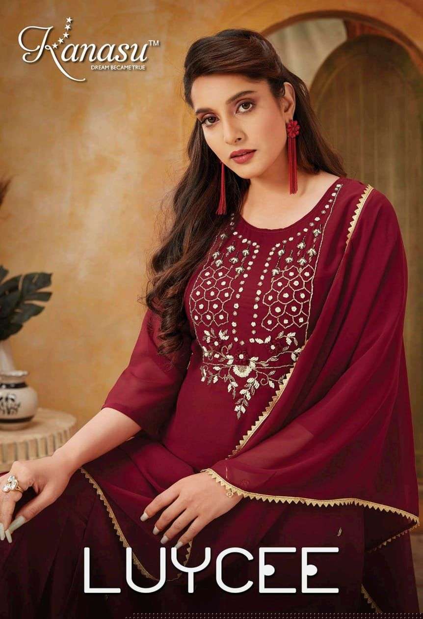 LUYCEE BY KANASU 2001 TO 2008 SERIES BEAUTIFUL SHARARA SUITS COLORFUL STYLISH FANCY CASUAL WEAR & ETHNIC WEAR GEORGETTE DRESSES AT WHOLESALE PRICE