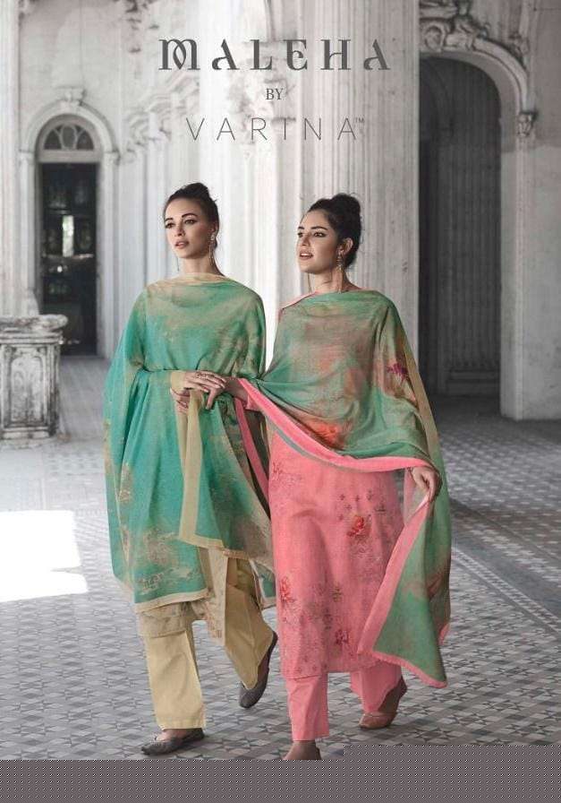 MALEHA BY VARINA 161 TO 168 SERIES BEAUTIFUL SUITS COLORFUL STYLISH FANCY CASUAL WEAR & ETHNIC WEAR SATIN DIGITAL PRINT DRESSES AT WHOLESALE PRICE