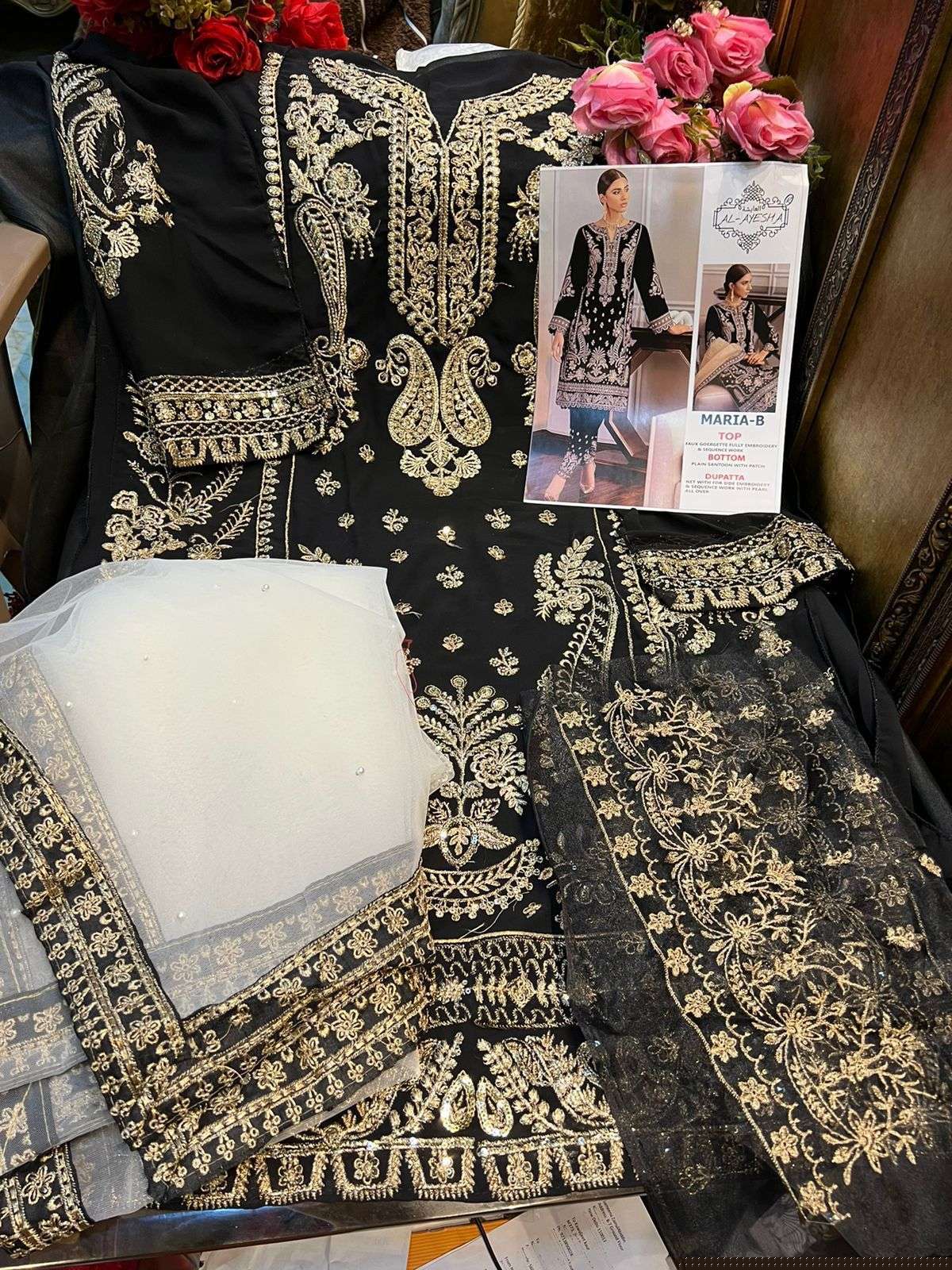 MARIA-B BY AL AYESHA A TO D SERIES DESIGNER PAKISTANI WEAR COLLECTION BEAUTIFUL STYLISH FANCY COLORFUL PARTY WEAR & OCCASIONAL WEAR FAUX GEORGETTE EMBROIDERED DRESSES AT WHOLESALE PRICE