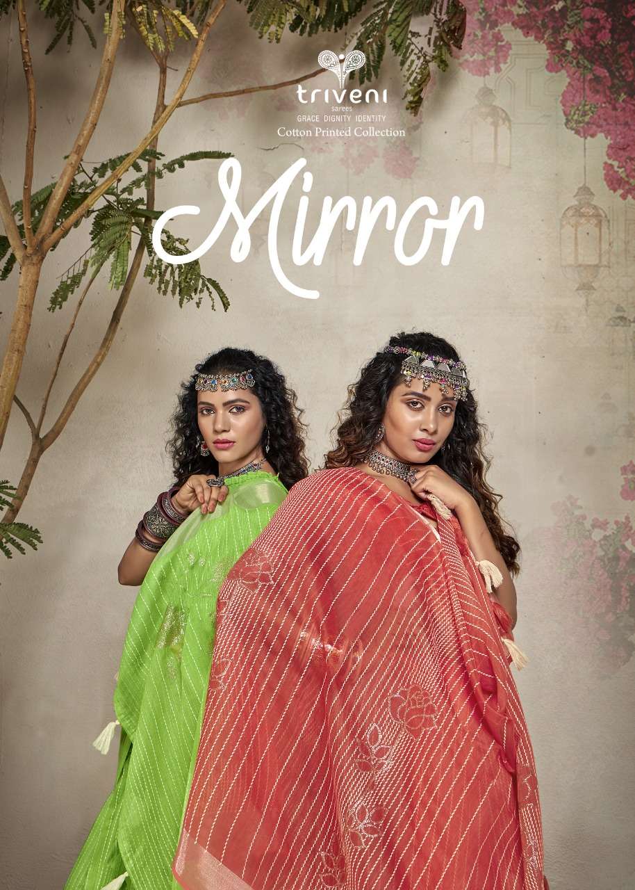 MIRROR BY TRIVENI 15401 TO 15408 SERIES INDIAN TRADITIONAL WEAR COLLECTION BEAUTIFUL STYLISH FANCY COLORFUL PARTY WEAR & OCCASIONAL WEAR COTTON PRINT SAREES AT WHOLESALE PRICE