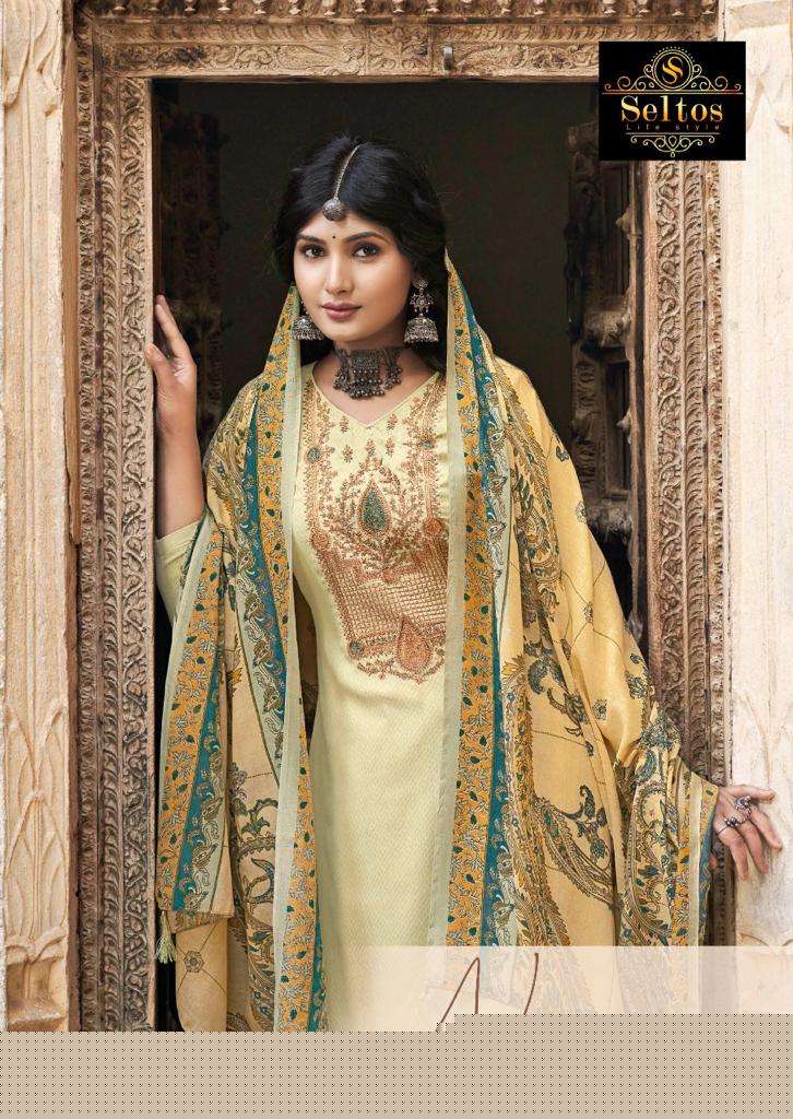 NOREEN BY SELTOS 41001 TO 41008 SERIES BEAUTIFUL SUITS COLORFUL STYLISH FANCY CASUAL WEAR & ETHNIC WEAR PURE JAM PRINT DRESSES AT WHOLESALE PRICE