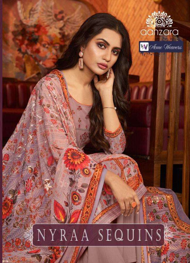 NYRAA SEQUINS BY AANZARA 01 TO 06 SERIES BEAUTIFUL SUITS COLORFUL STYLISH FANCY CASUAL WEAR & ETHNIC WEAR PREMIUM GEORGETTE EMBROIDERED DRESSES AT WHOLESALE PRICE