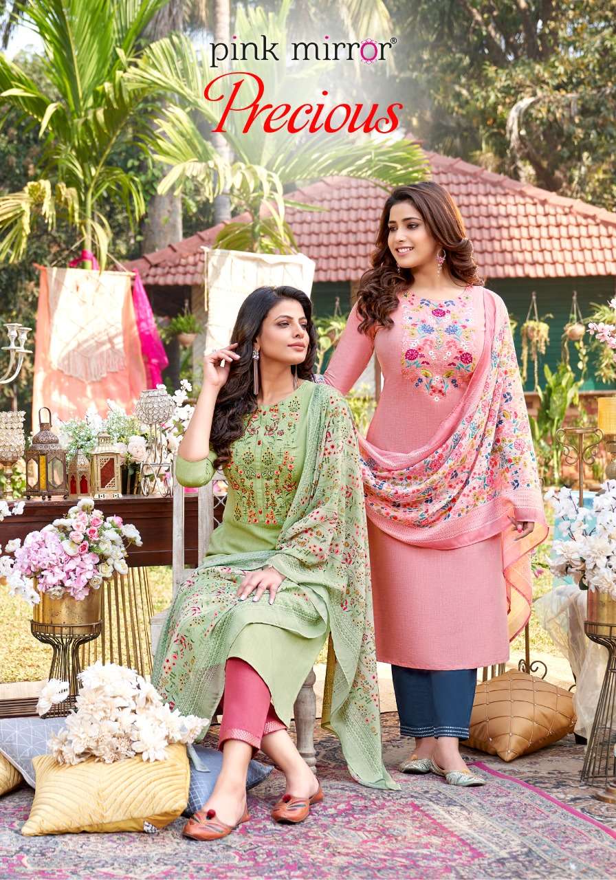 PRECIOUS BY PINK MIRROR 1001 TO 1006 SERIES BEAUTIFUL SUITS COLORFUL STYLISH FANCY CASUAL WEAR & ETHNIC WEAR VISCOSE SILK EMBROIDERED DRESSES AT WHOLESALE PRICE