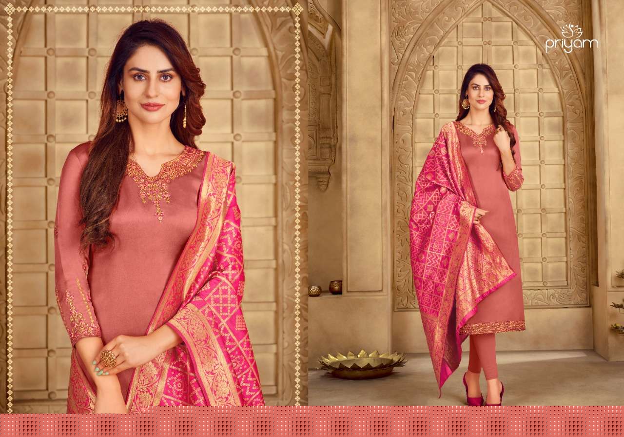 PREMIUM COLLECTION BY PRIYAM 1101 TO 1108 SERIES BEAUTIFUL SUITS COLORFUL STYLISH FANCY CASUAL WEAR & ETHNIC WEAR SATIN GEORGETTE DRESSES AT WHOLESALE PRICE
