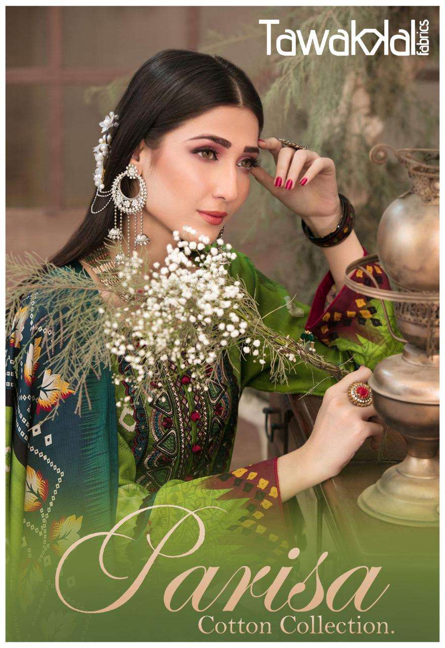PARISA BY TAWAKKAL FAB 1001 TO 1010 SERIES BEAUTIFUL PAKISTANI SUITS COLORFUL STYLISH FANCY CASUAL WEAR & ETHNIC WEAR COTTON DRESSES AT WHOLESALE PRICE