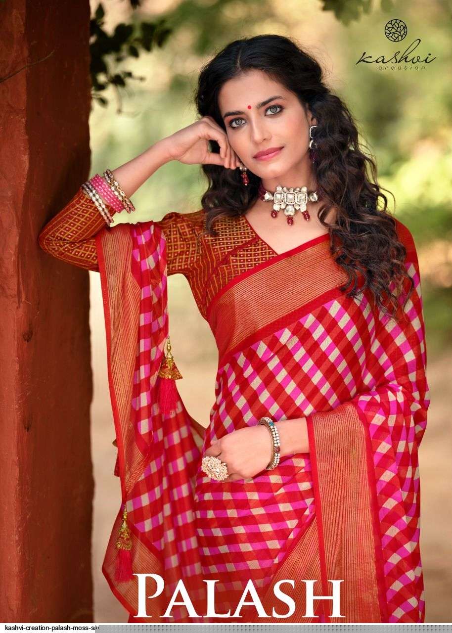 PALASH BY KASHVI CREATION 25001 TO 25010 SERIES INDIAN TRADITIONAL WEAR COLLECTION BEAUTIFUL STYLISH FANCY COLORFUL PARTY WEAR & OCCASIONAL WEAR BUTTERFLY MOSS SAREES AT WHOLESALE PRICE