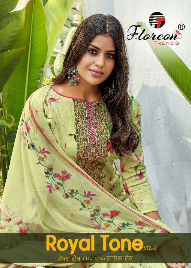 ROYAL TONE VOL-2 BY FLOREON TRENDS 2001 TO 2010 SERIES BEAUTIFUL SUITS COLORFUL STYLISH FANCY CASUAL WEAR & ETHNIC WEAR GLACE SATIN COTTON EMBROIDERED DRESSES AT WHOLESALE PRICE