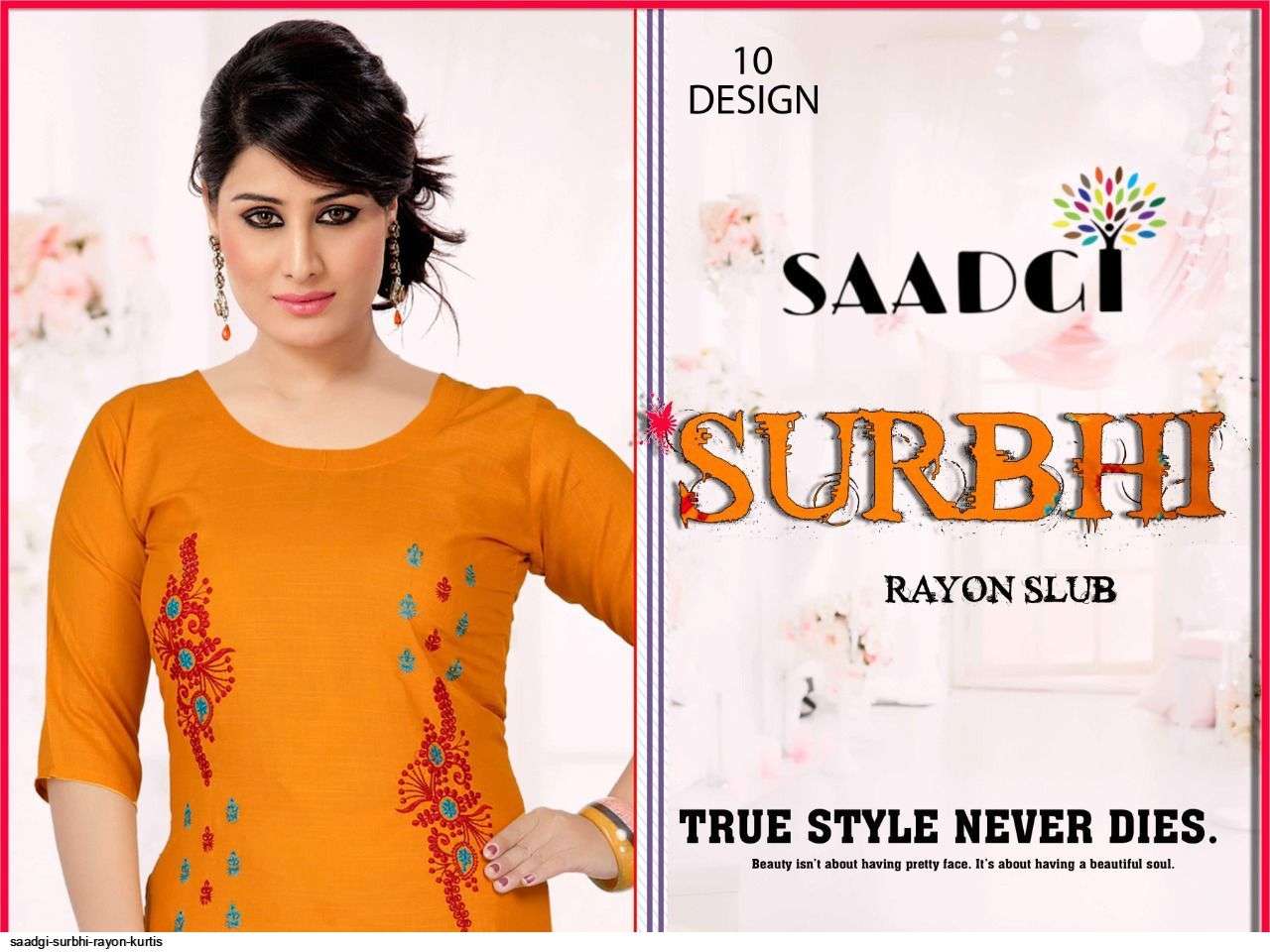 SURBHI BY SAADGI 901 TO 910 SERIES DESIGNER STYLISH FANCY COLORFUL BEAUTIFUL PARTY WEAR & ETHNIC WEAR COLLECTION RAYON EMBROIDERY KURTIS AT WHOLESALE PRICE