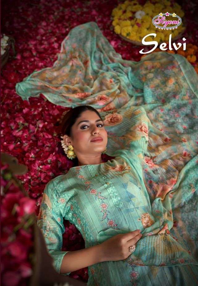 SELVI BY SIYONI 31001 TO 31006 SERIES BEAUTIFUL SUITS COLORFUL STYLISH FANCY CASUAL WEAR & ETHNIC WEAR PURE MUSLIN DIGITAL PRINT DRESSES AT WHOLESALE PRICE