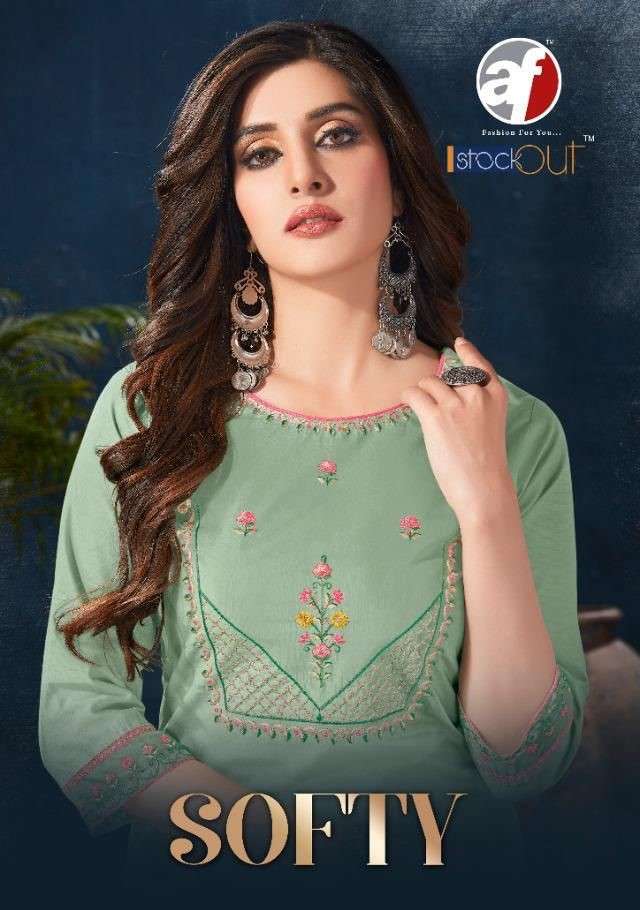 SOFTY BY AF 1826 TO 1831 SERIES DESIGNER STYLISH FANCY COLORFUL BEAUTIFUL PARTY WEAR & ETHNIC WEAR COLLECTION PURE COTTON KURTIS WITH BOTTOM AT WHOLESALE PRICE
