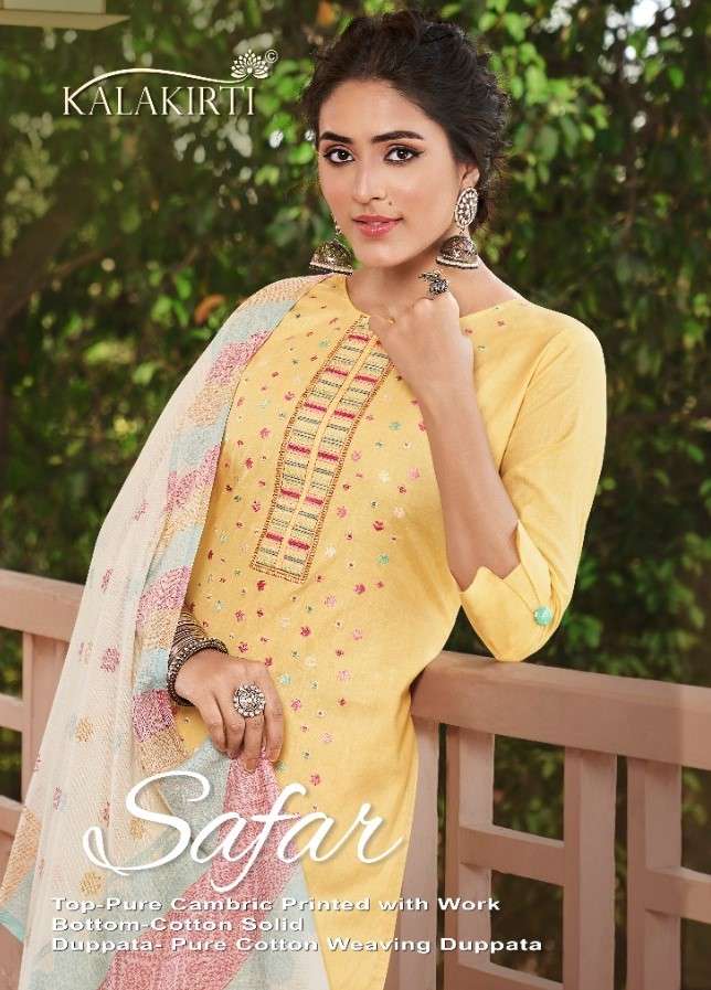 SAFAR BY KALAKIRTI 6001 TO 6006 SERIES BEAUTIFUL SUITS COLORFUL STYLISH FANCY CASUAL WEAR & ETHNIC WEAR PURE CAMBRIC PRINT DRESSES AT WHOLESALE PRICE