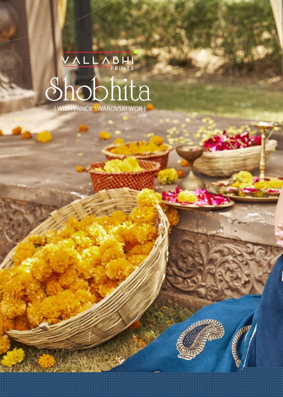 SHOBHITA BY VALLABHI PRINTS 15401 TO 15408 SERIES INDIAN TRADITIONAL WEAR COLLECTION BEAUTIFUL STYLISH FANCY COLORFUL PARTY WEAR & OCCASIONAL WEAR CHIFFON SAREES AT WHOLESALE PRICE
