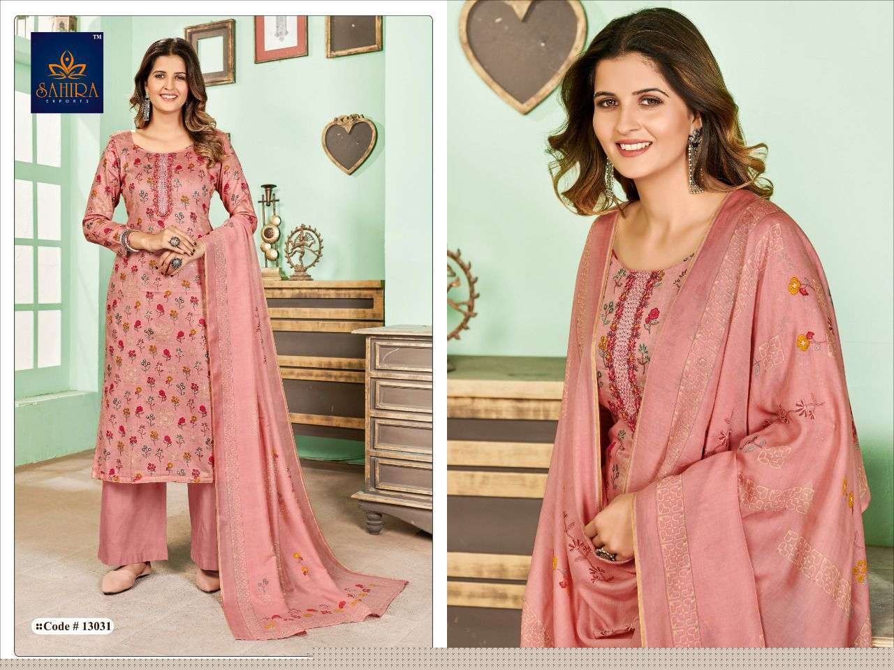 SAHIRA 13031 COLOURS BY SAHIRA EXPORTS 13031-A TO 13031-D SERIES BEAUTIFUL STYLISH SUITS FANCY COLORFUL CASUAL WEAR & ETHNIC WEAR & READY TO WEAR PURE JAM SILK COTTON PRINT WITH EMBRODERY DRESSES AT WHOLESALE PRICE