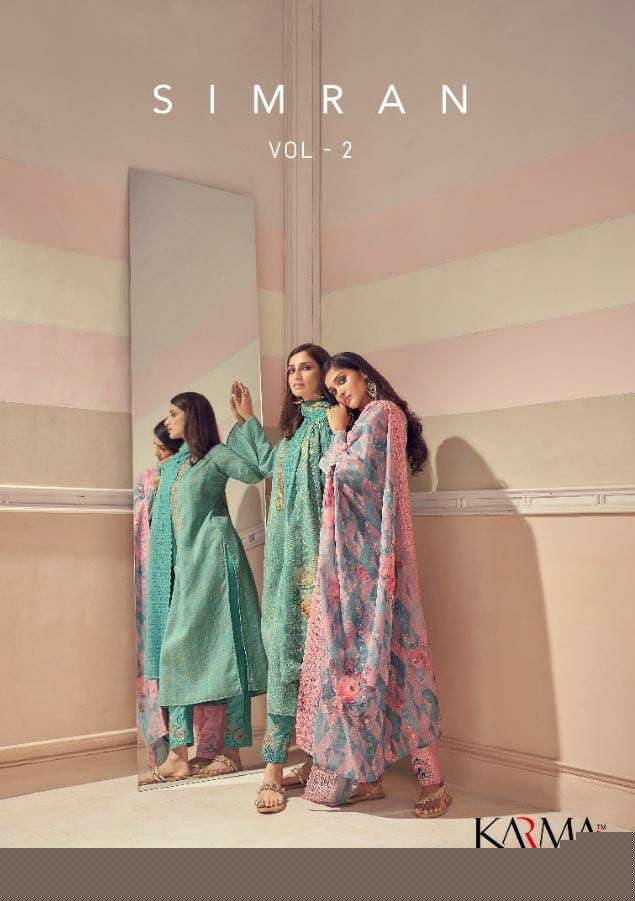 SIMRAN VOL-2 BY KARMA TRENDZ 4041 TO 4047 SERIES BEAUTIFUL SUITS COLORFUL STYLISH FANCY CASUAL WEAR & ETHNIC WEAR PURE JAM COTTON DIGITAL PRINT DRESSES AT WHOLESALE PRICE