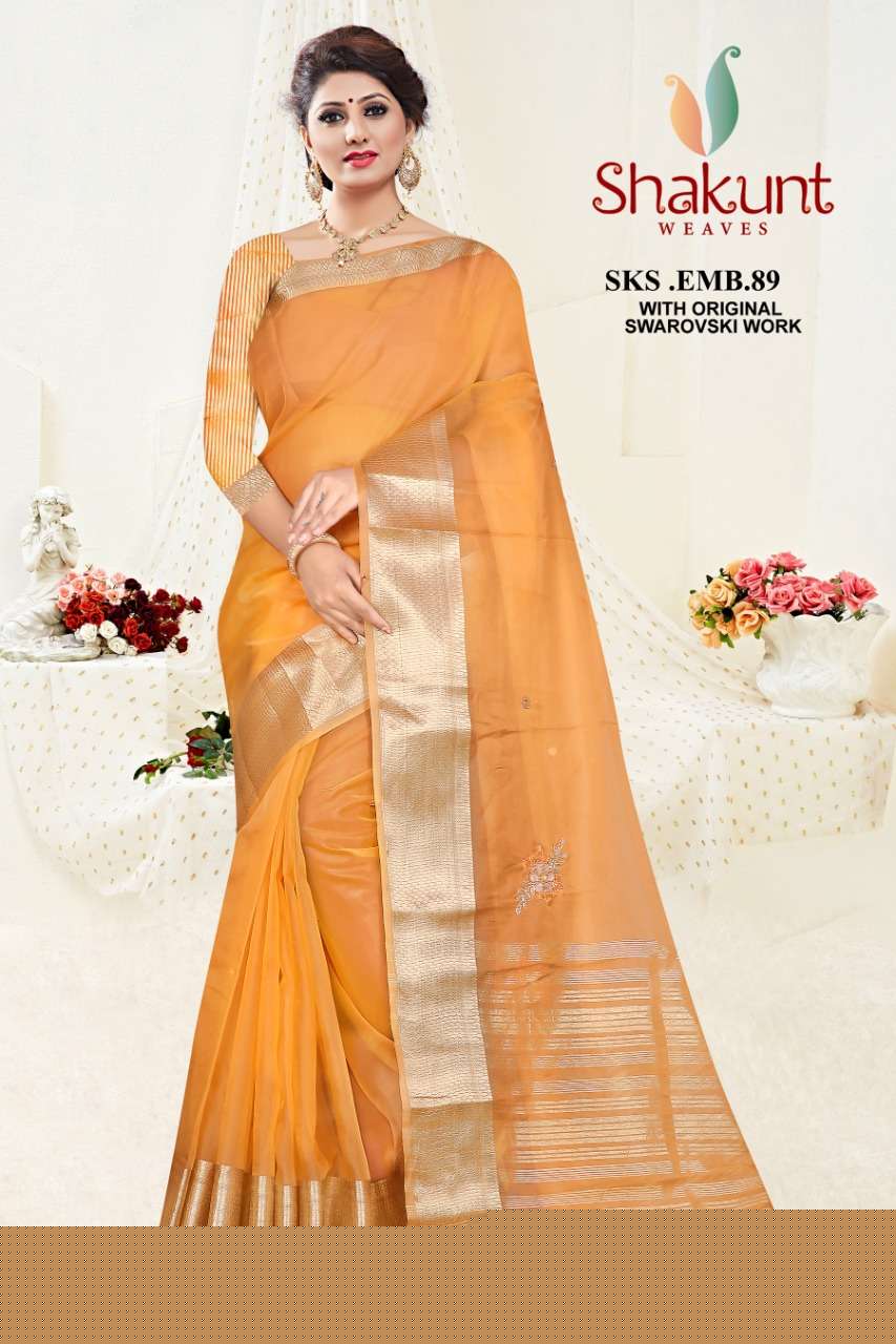 SKS-89 BY SHAKUNT 89-A TO 89-E SERIES INDIAN TRADITIONAL WEAR COLLECTION BEAUTIFUL STYLISH FANCY COLORFUL PARTY WEAR & OCCASIONAL WEAR FANCY SAREES AT WHOLESALE PRICE