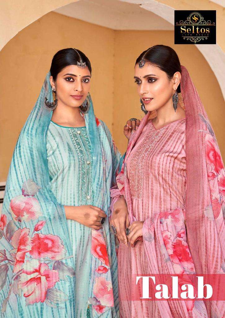 TALAB BY SELTOS 36001 TO 36008 SERIES BEAUTIFUL SUITS COLORFUL STYLISH FANCY CASUAL WEAR & ETHNIC WEAR PURE VISCOSE RAYON PRINT DRESSES AT WHOLESALE PRICE