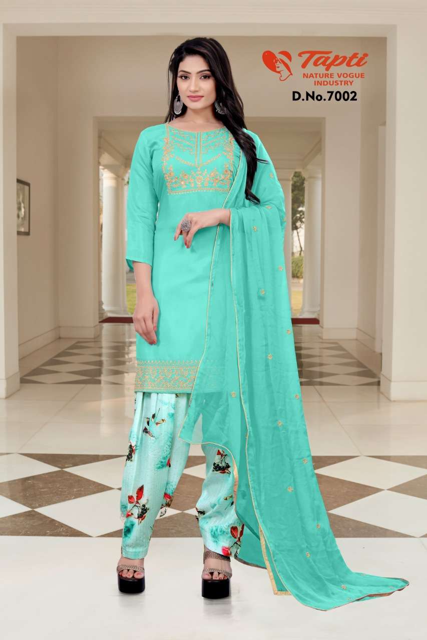 TAPTI 7001 SERIES BY TAPTI 7001 TO 7006 SERIES BEAUTIFUL SUITS COLORFUL STYLISH FANCY CASUAL WEAR & ETHNIC WEAR PURE VISCOSE MUSLIN EMBROIDERED DRESSES AT WHOLESALE PRICE