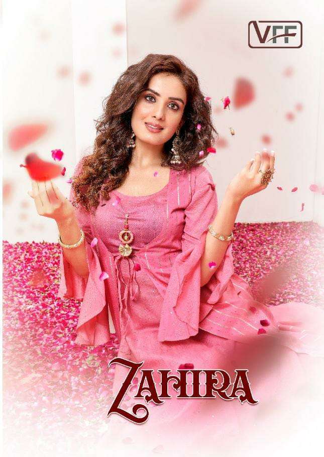 ZAHIRA BY VFF 1001 TO 1005 SERIES BEAUTIFUL STYLISH FANCY COLORFUL CASUAL WEAR & ETHNIC WEAR PURE CHANDERI GOWNS WITH KOTI AT WHOLESALE PRICE