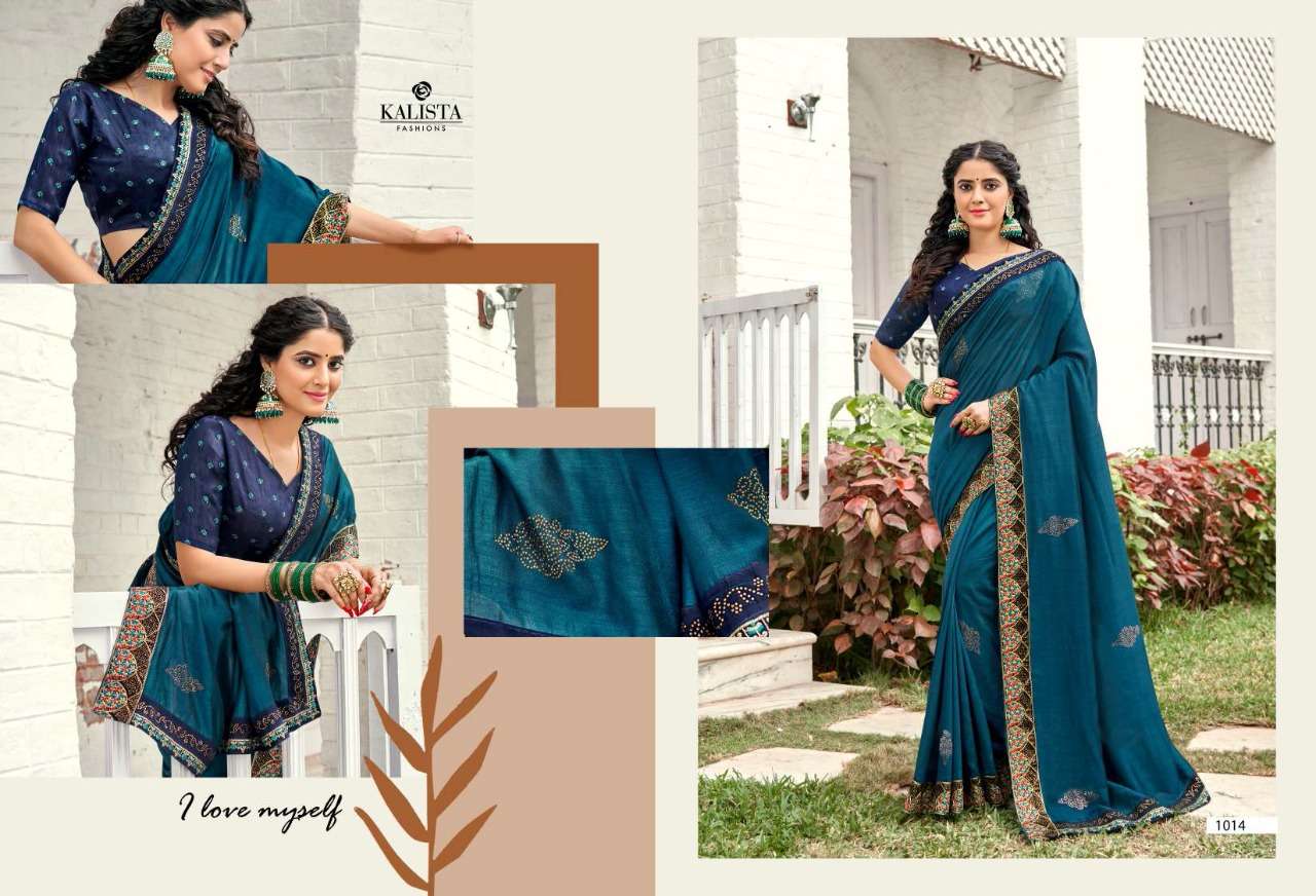 ALISHA GOLD VOL-3 BY KALISTA FASHION 1013 TO 1020 SERIES INDIAN TRADITIONAL WEAR COLLECTION BEAUTIFUL STYLISH FANCY COLORFUL PARTY WEAR & OCCASIONAL WEAR VICHITRA SAREES AT WHOLESALE PRICE