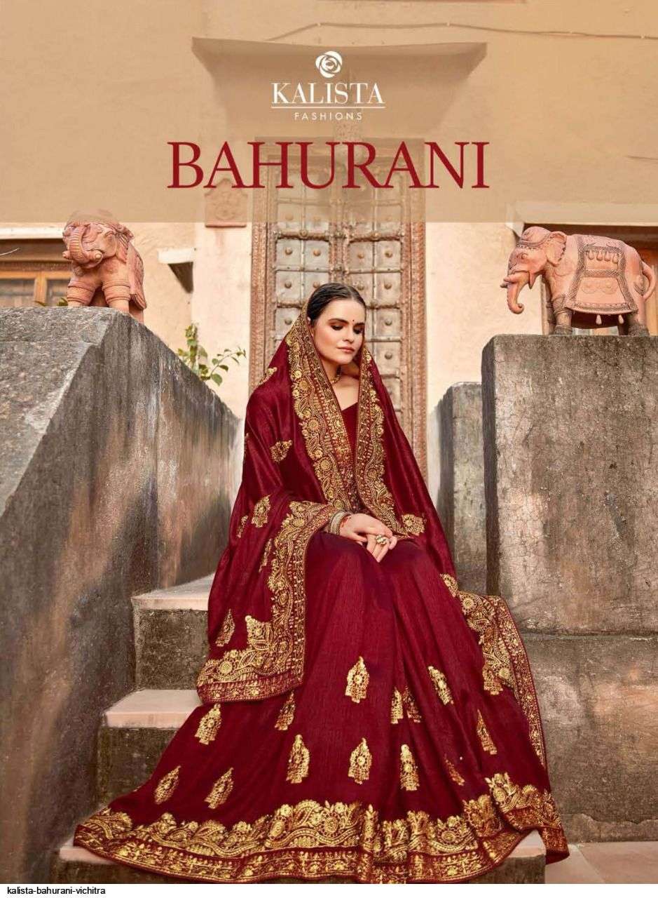 BAHURANI BY KALISTA FASHION 34521 TO 34528 SERIES INDIAN TRADITIONAL WEAR COLLECTION BEAUTIFUL STYLISH FANCY COLORFUL PARTY WEAR & OCCASIONAL WEAR VICHITRA SAREES AT WHOLESALE PRICE