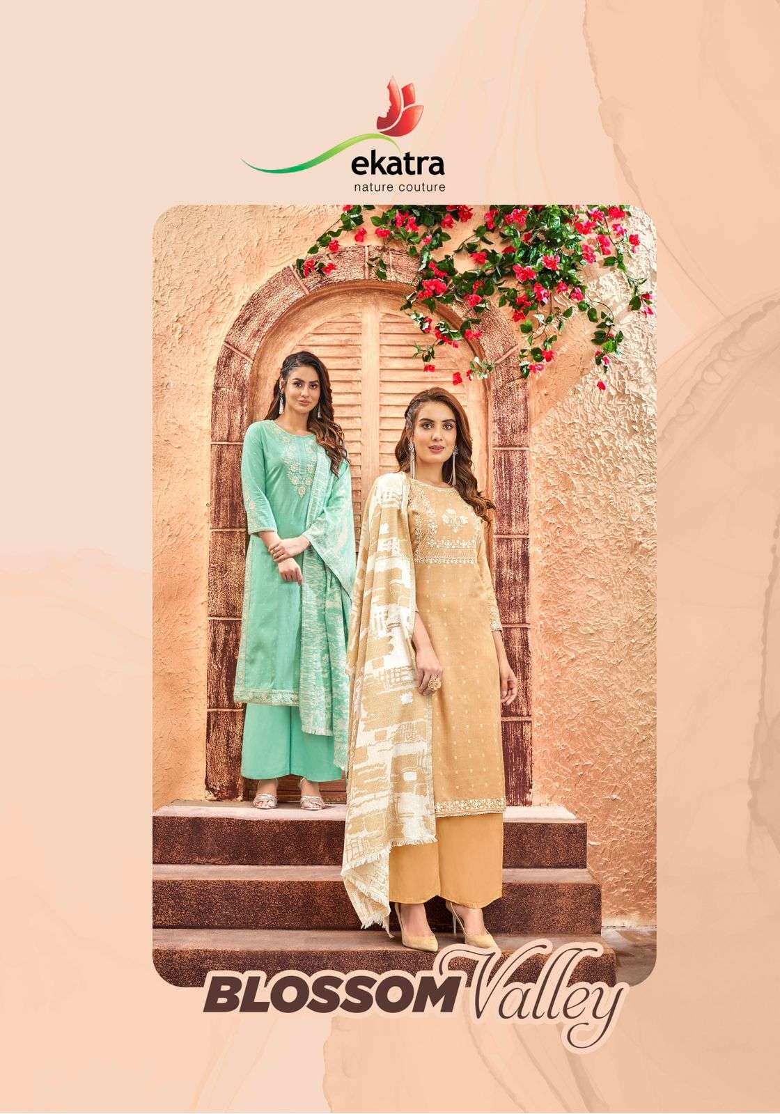 BLOSSOM VALLEY BY EKATRA 1001 TO 1006 SERIES BEAUTIFUL SUITS COLORFUL STYLISH FANCY CASUAL WEAR & ETHNIC WEAR PURE COTTON DOBBY EMBROIDERED DRESSES AT WHOLESALE PRICE