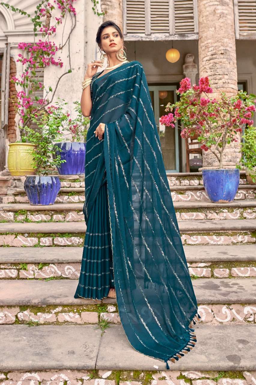 CREPE SEQUENCE BY YADU NANDAN FASHION 01 TO 06 SERIES INDIAN TRADITIONAL WEAR COLLECTION BEAUTIFUL STYLISH FANCY COLORFUL PARTY WEAR & OCCASIONAL WEAR RANGOLI CREPE SAREES AT WHOLESALE PRICE