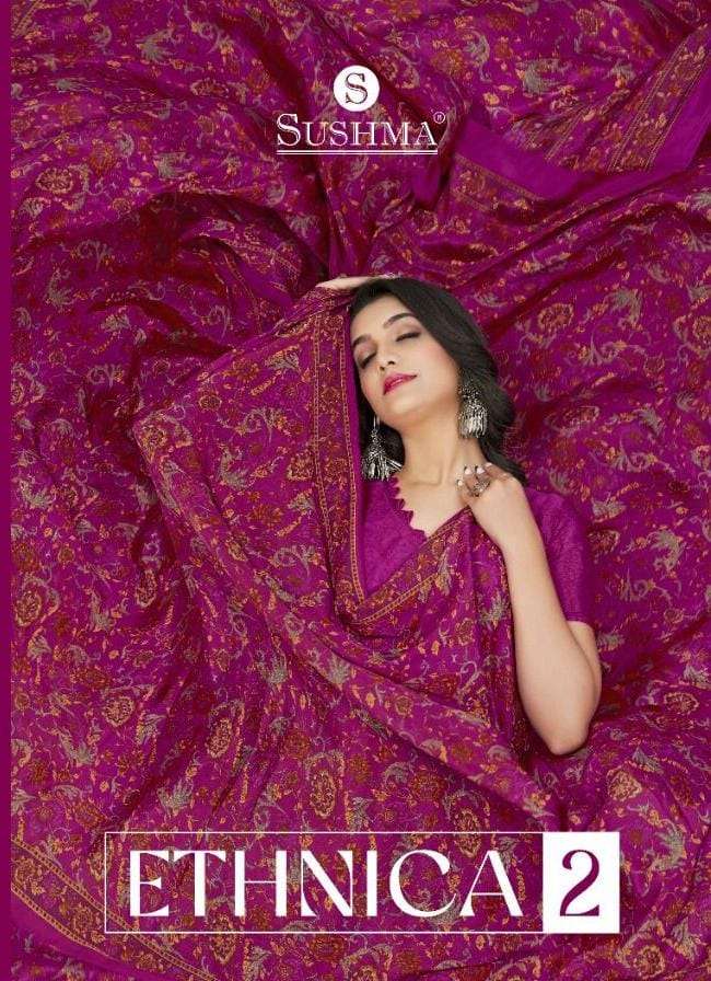 ETHNICA VOL-2 BY SUSHMA 42001-A TO 42006-B SERIES INDIAN TRADITIONAL WEAR COLLECTION BEAUTIFUL STYLISH FANCY COLORFUL PARTY WEAR & OCCASIONAL WEAR CREPE SAREES AT WHOLESALE PRICE