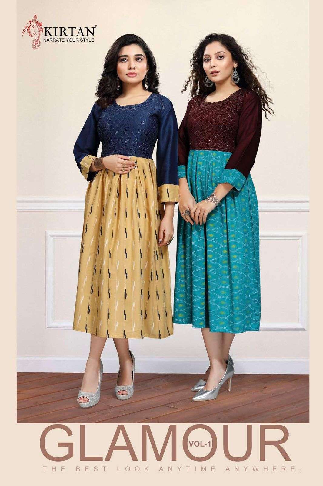 GLAMOUR VOL-1 BY KIRTAN 101 TO 106 SERIES DESIGNER STYLISH FANCY COLORFUL BEAUTIFUL PARTY WEAR & ETHNIC WEAR COLLECTION HEAVY RAYON KURTIS AT WHOLESALE PRICE