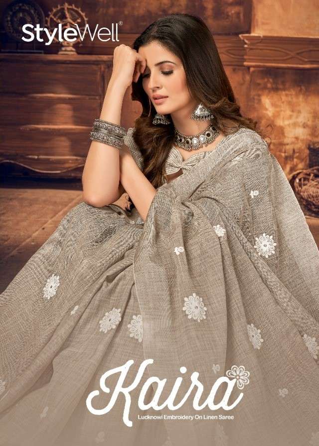 KAIRA BY STYLEWELL 551 TO 558 SERIES INDIAN TRADITIONAL WEAR COLLECTION BEAUTIFUL STYLISH FANCY COLORFUL PARTY WEAR & OCCASIONAL WEAR LINEN SAREES AT WHOLESALE PRICE